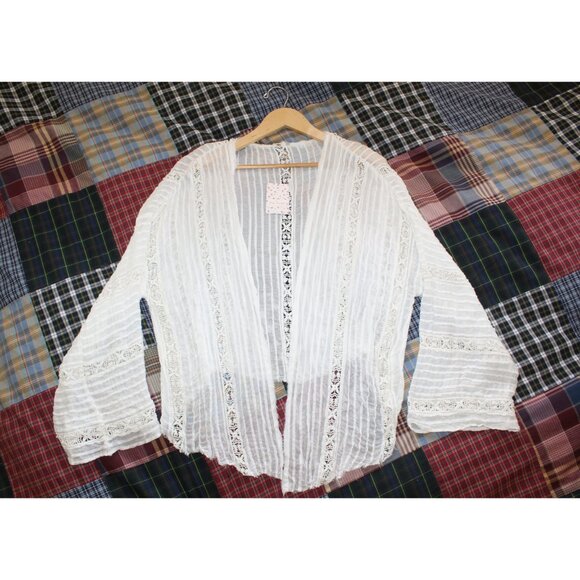 NWT Free People Willow Lace Kimono Size M/L Long Sleeves Ivory Semi Sheer AS IS - Picture 11 of 12